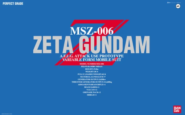 Bandai PG MSZ-006 Zeta Gundam 1/60 1 Bandai PG MSZ-006 Zeta Gundam 1/60