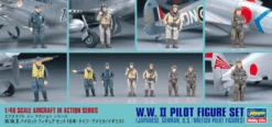 Hasegawa [X48-7] W.W.II Pilot Figure Set (Japanese, German, U.S./British Pilot Figures) 1/48