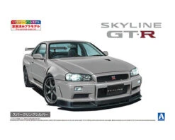 Aoshima Nissan BNR34 Skyline GT-R V-Spec II '00 Sparkling Silver Pre-Painted No 3-D 1/24