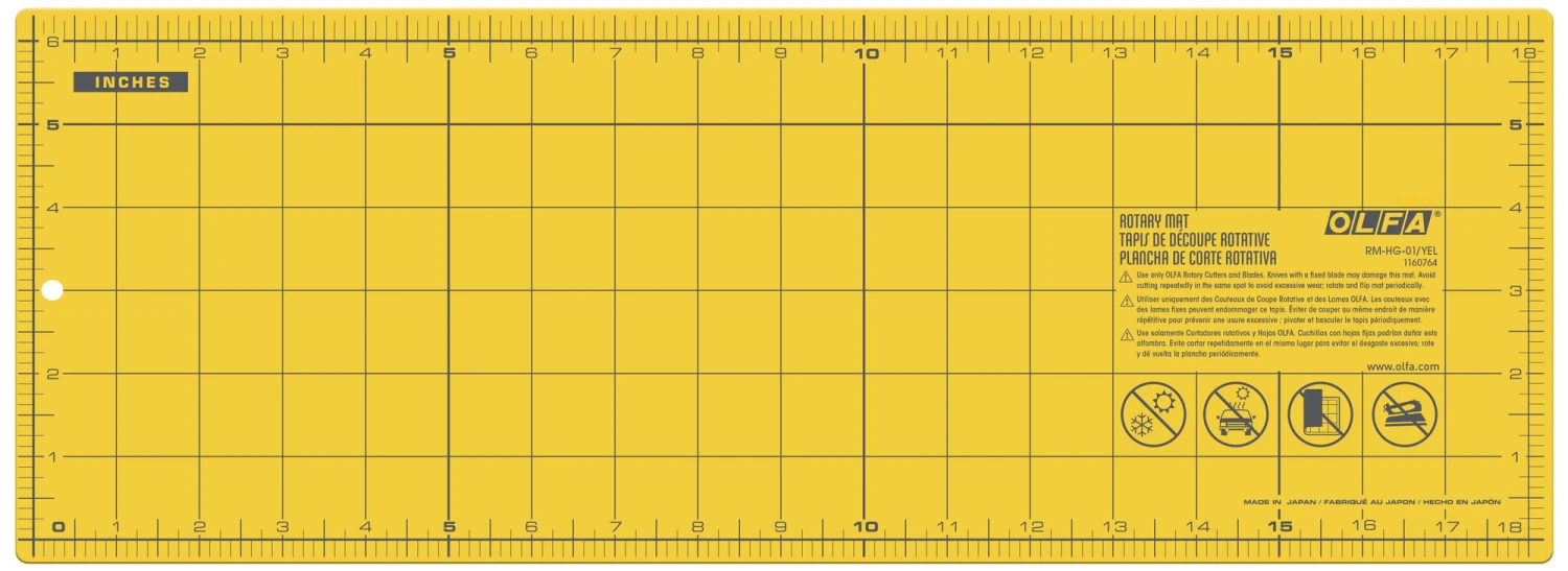 Olfa Olfa RM-HG-01/YEL 6" X 18" Double Sided Rotary Mat (Yellow) 1 Olfa Olfa RM-HG-01/YEL 6" X 18" Double Sided Rotary Mat (Yellow)